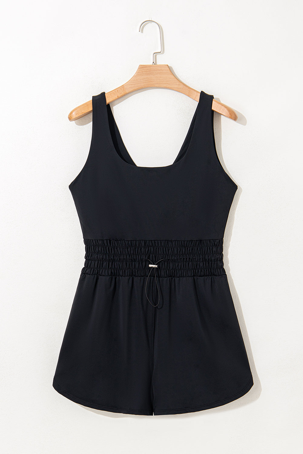 Myosotis Plain Sleeveless Loop Drawstring Cinched Waist Romper