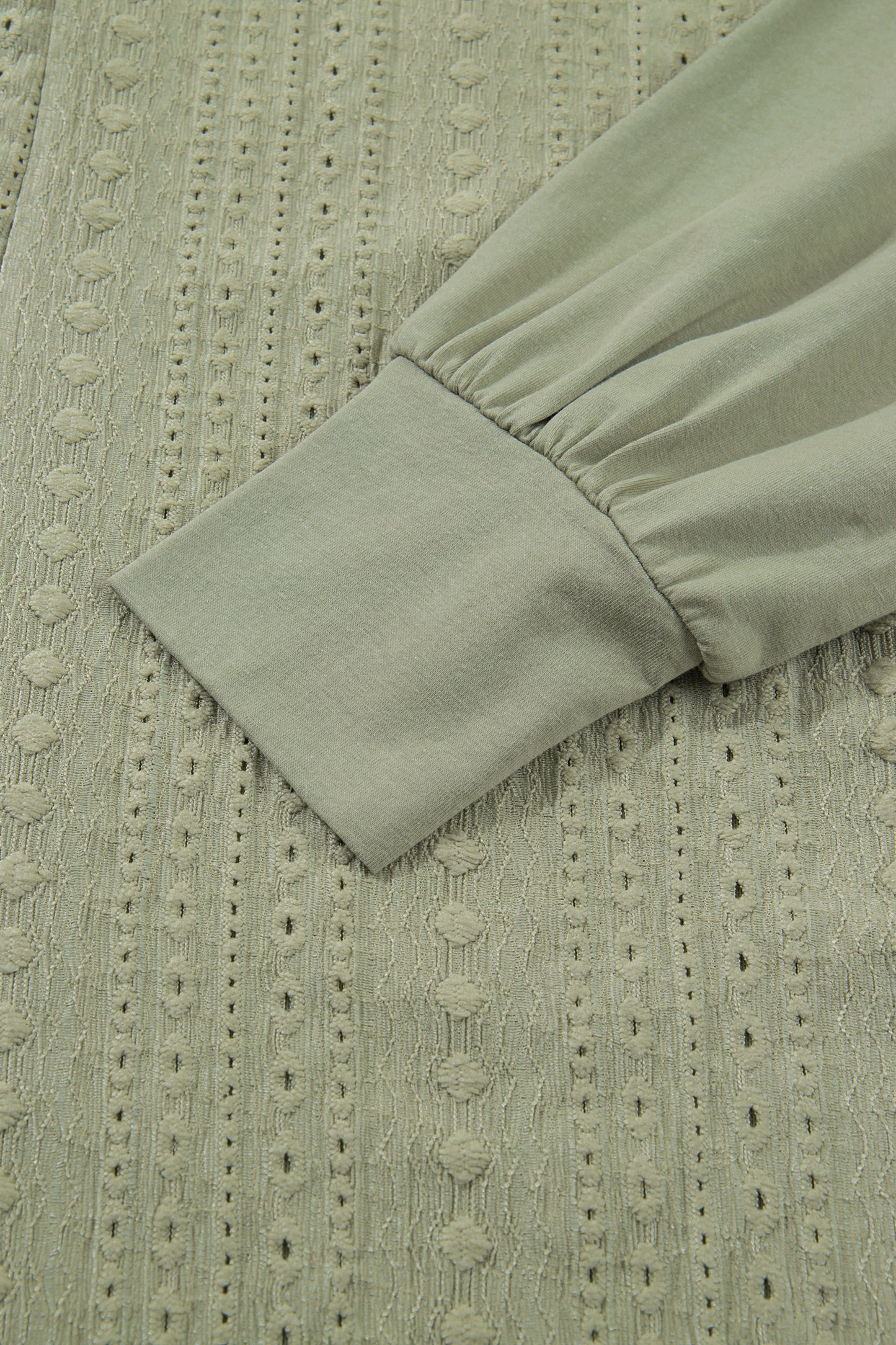 Laurel Green Jacquard Frilled Ruffled Long Sleeve Mini Dress