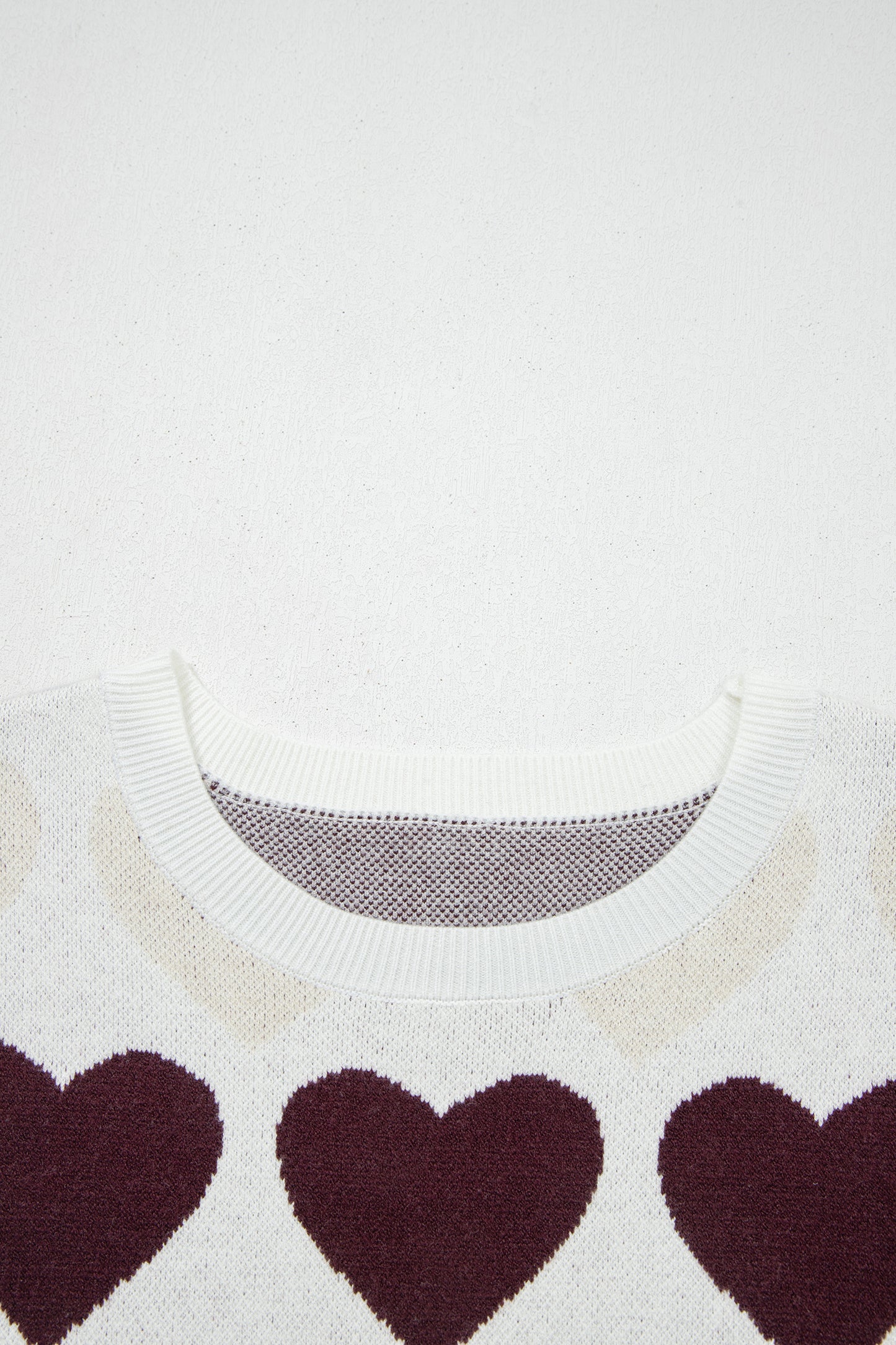 White Valentine Heart Short Sleeve Sweater