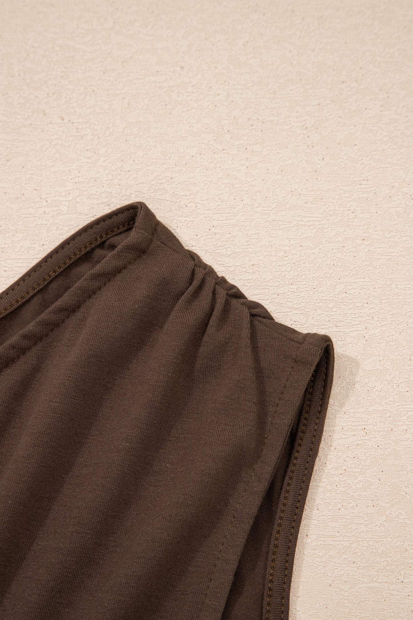 Coffee Plus Size Solid Color Asymmetric Neck Short Sleeve Blouse