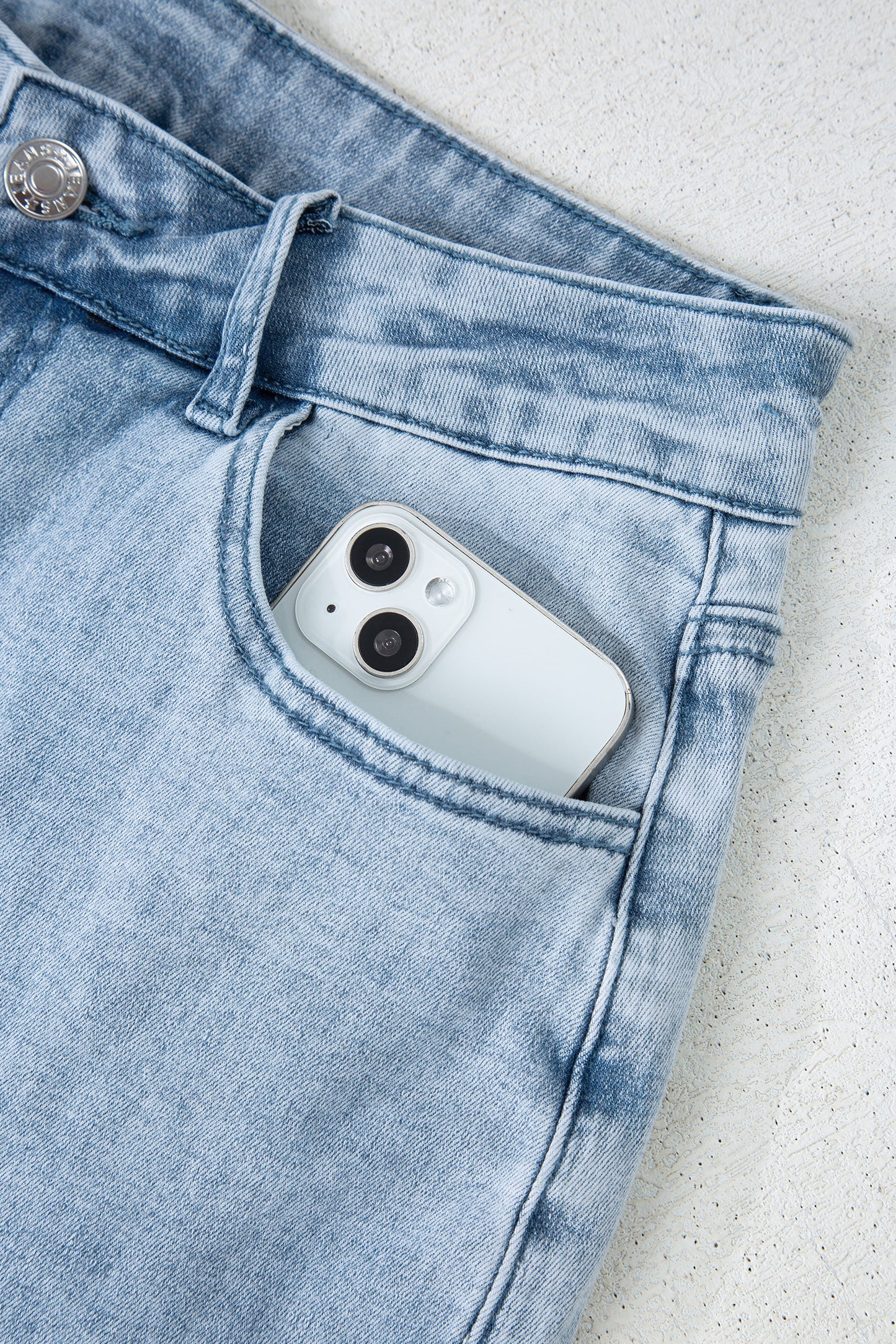 White Bow Knot Side Detail Straight Leg Loose Jeans