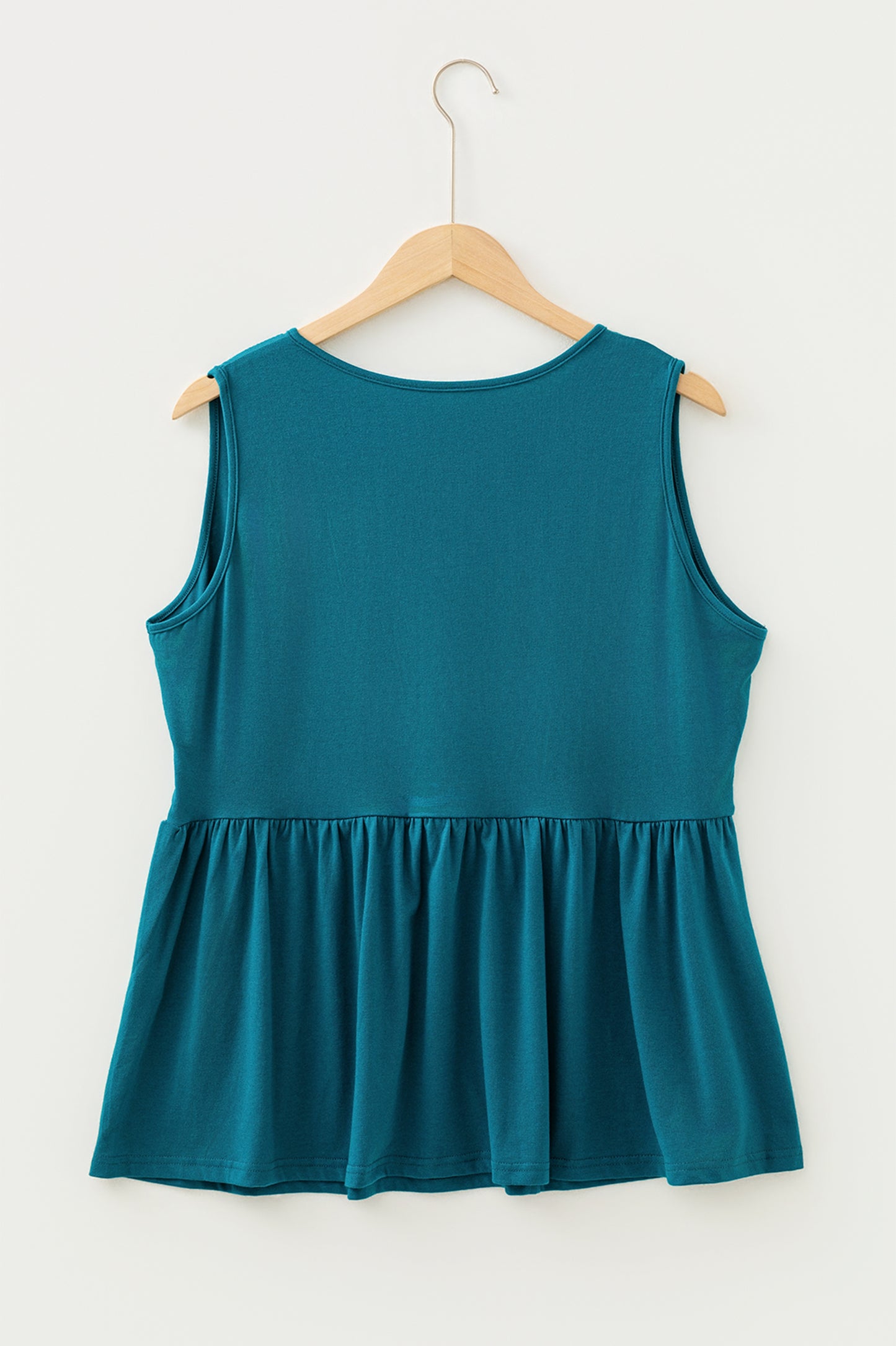 Coffee Plus Size Solid Color Bow Tie Peplum Tank Top