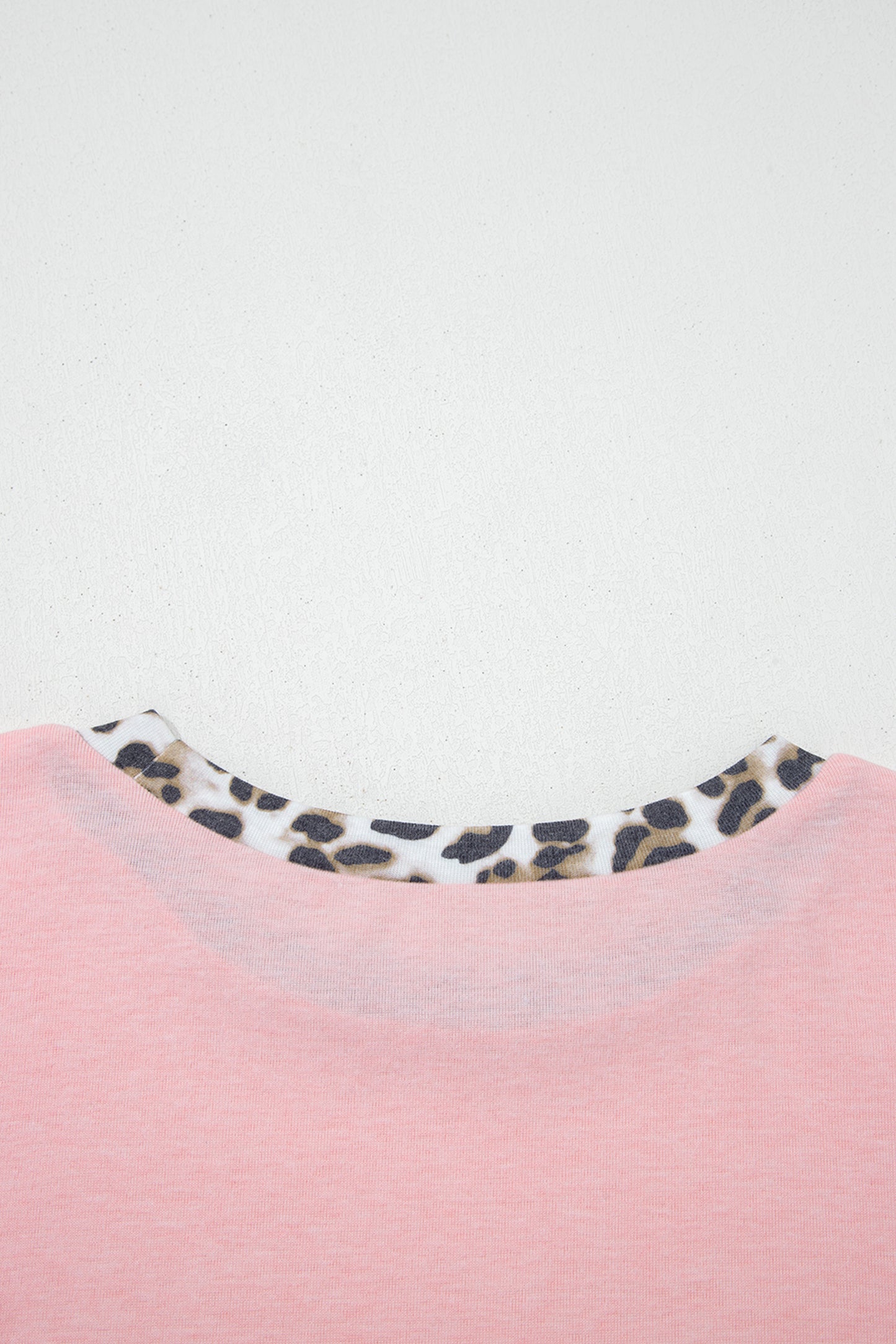 Light Pink Color Block Leopard Patchwork Dolman Sleeve High Low Baggy Sweatshirt