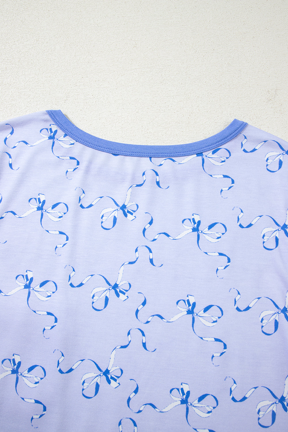 Sky Blue Bow Printed Ruffled Short Lounge Set