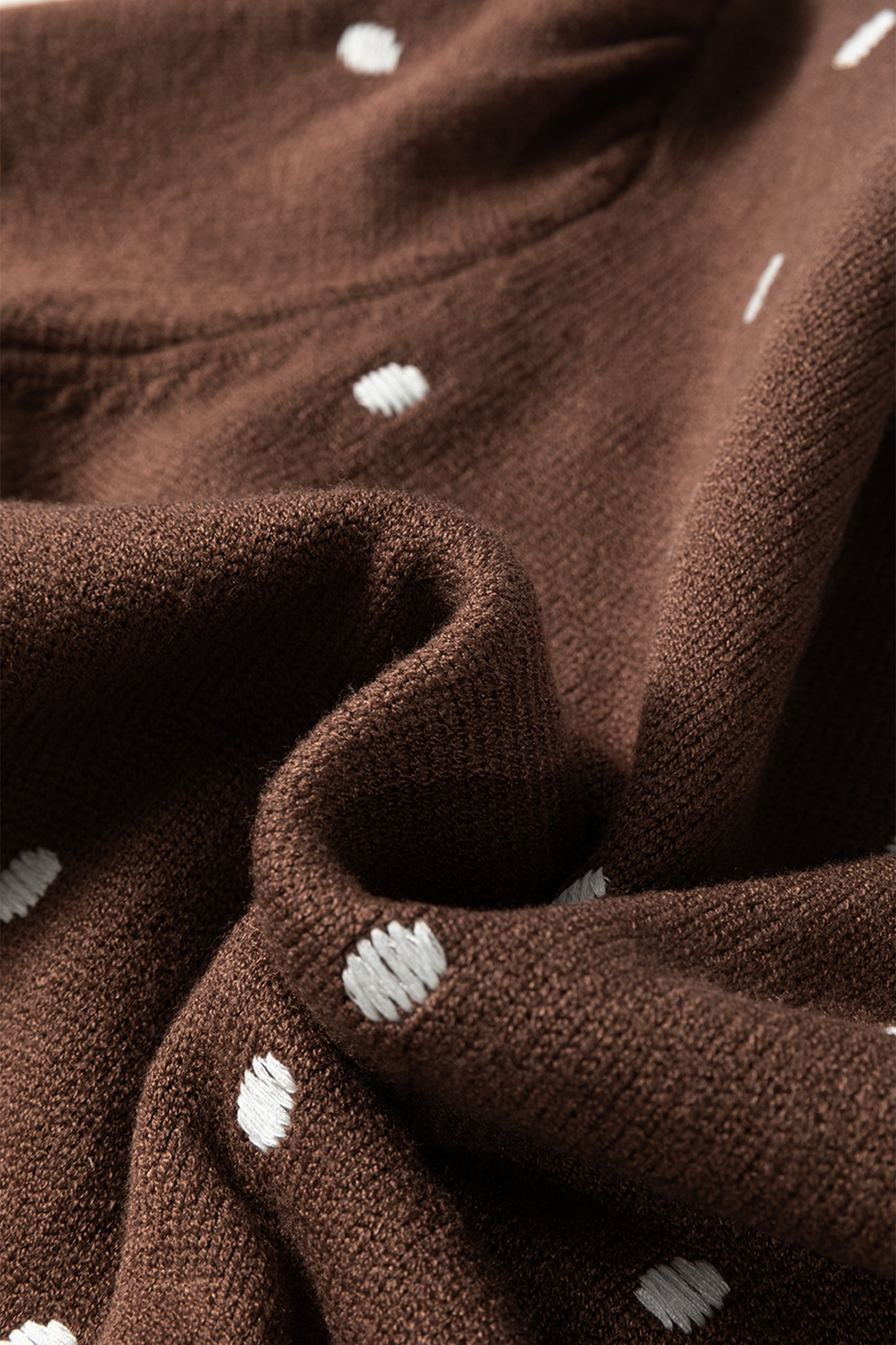 Chestnut Elegant Polka Dot Bubble Short Sleeve Sweater