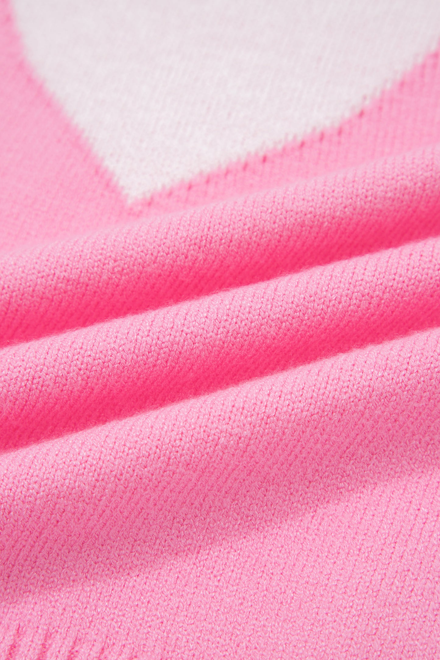 Pink Valentine Heart Graphic Cropped Short Sleeve Sweater