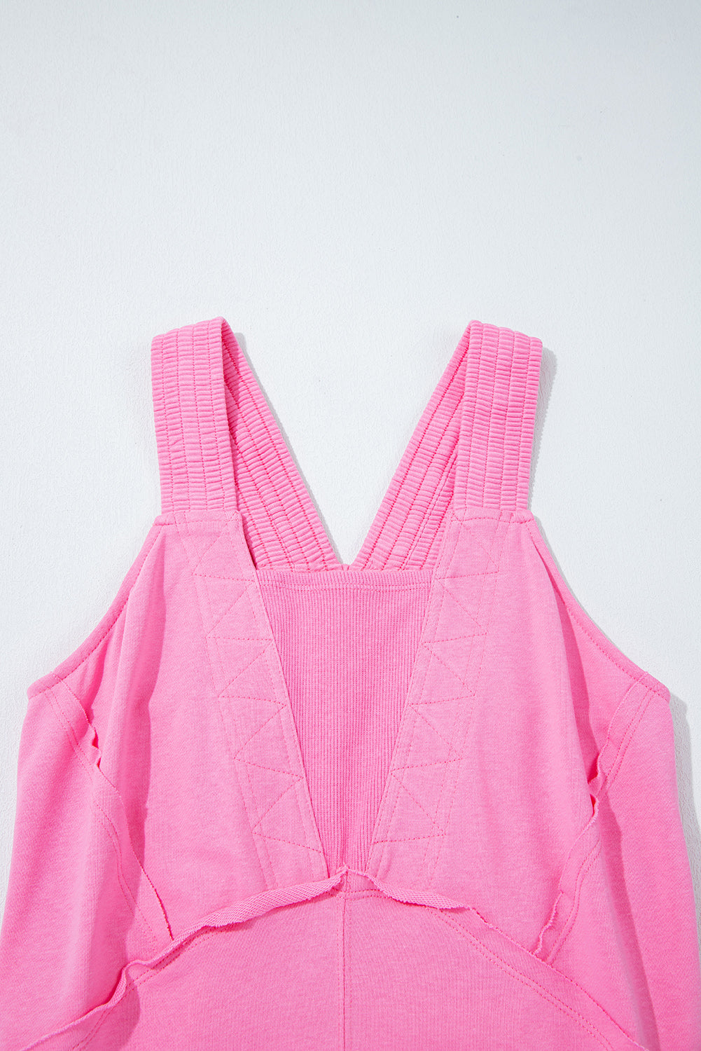 Bonbon Mineral Wash Raw Seam Patchwork Wide Leg Loose Jumpsuit