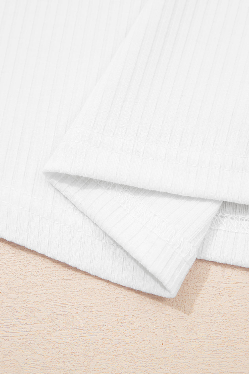 Jungle Green Solid Color Ribbed Ruffled Short Sleeve T Shirt