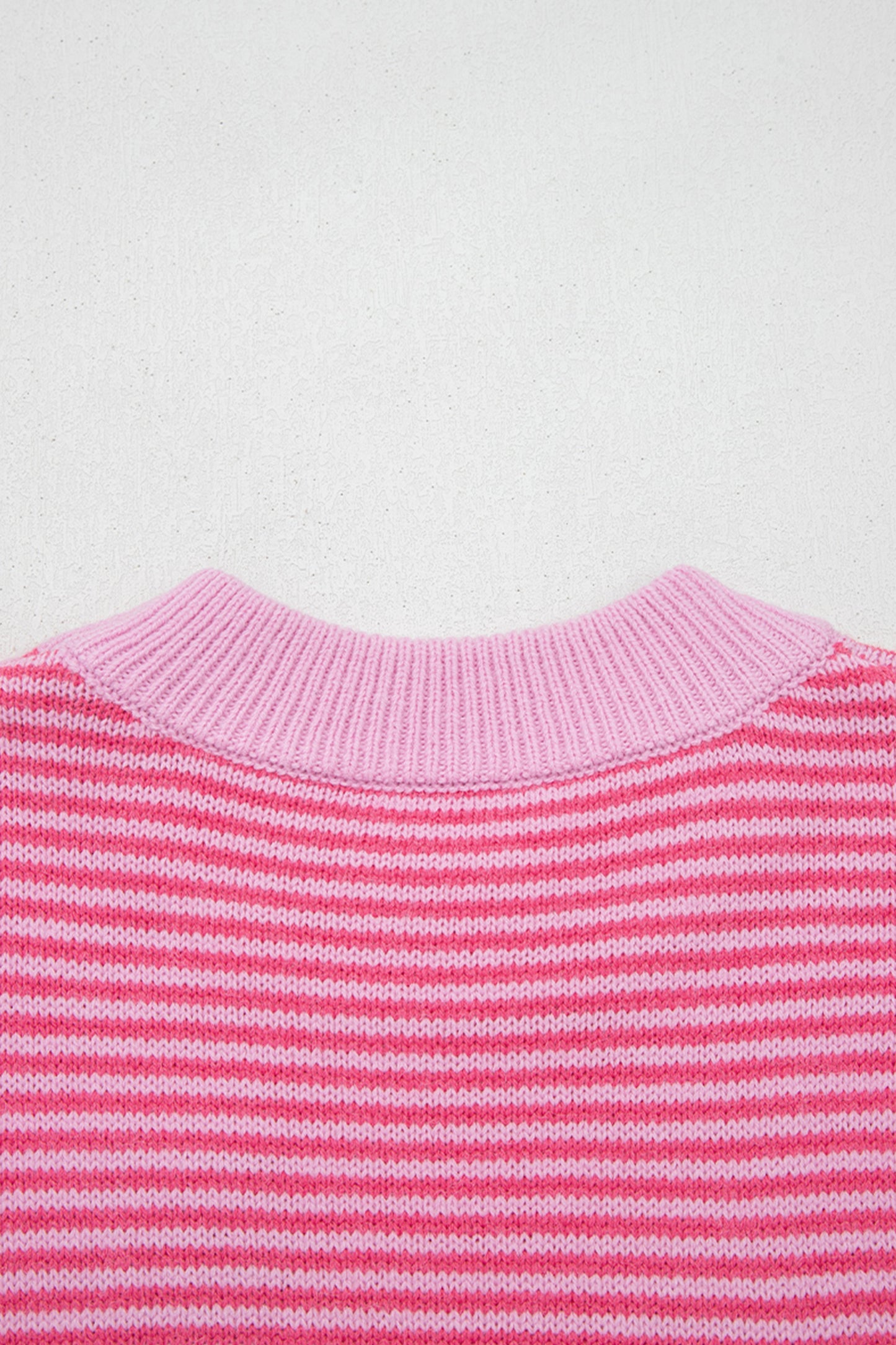 Gray Stripe Contrast Heart Pattern Valentine Knit Sweater