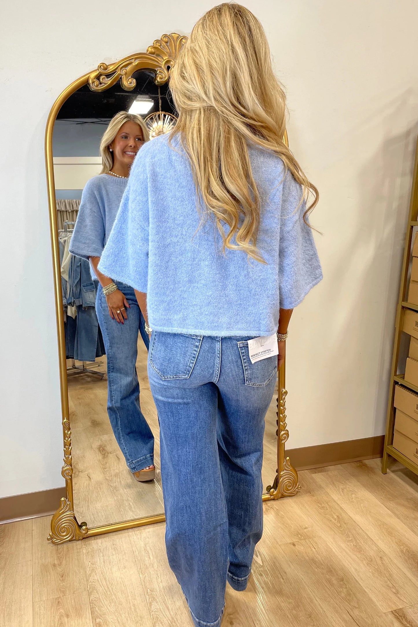 Lavendula 3/4 Sleeve Boxy Knit Button Down Sweater Cardigan