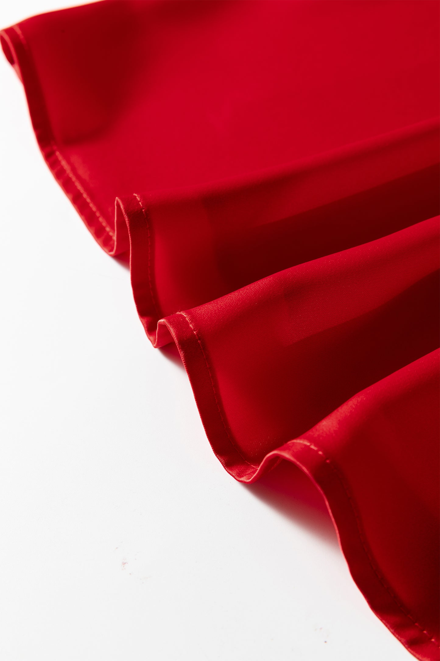 Fiery Red Solid Color Frilled V Neck Bow Detail 3/4 Sleeve Blouse