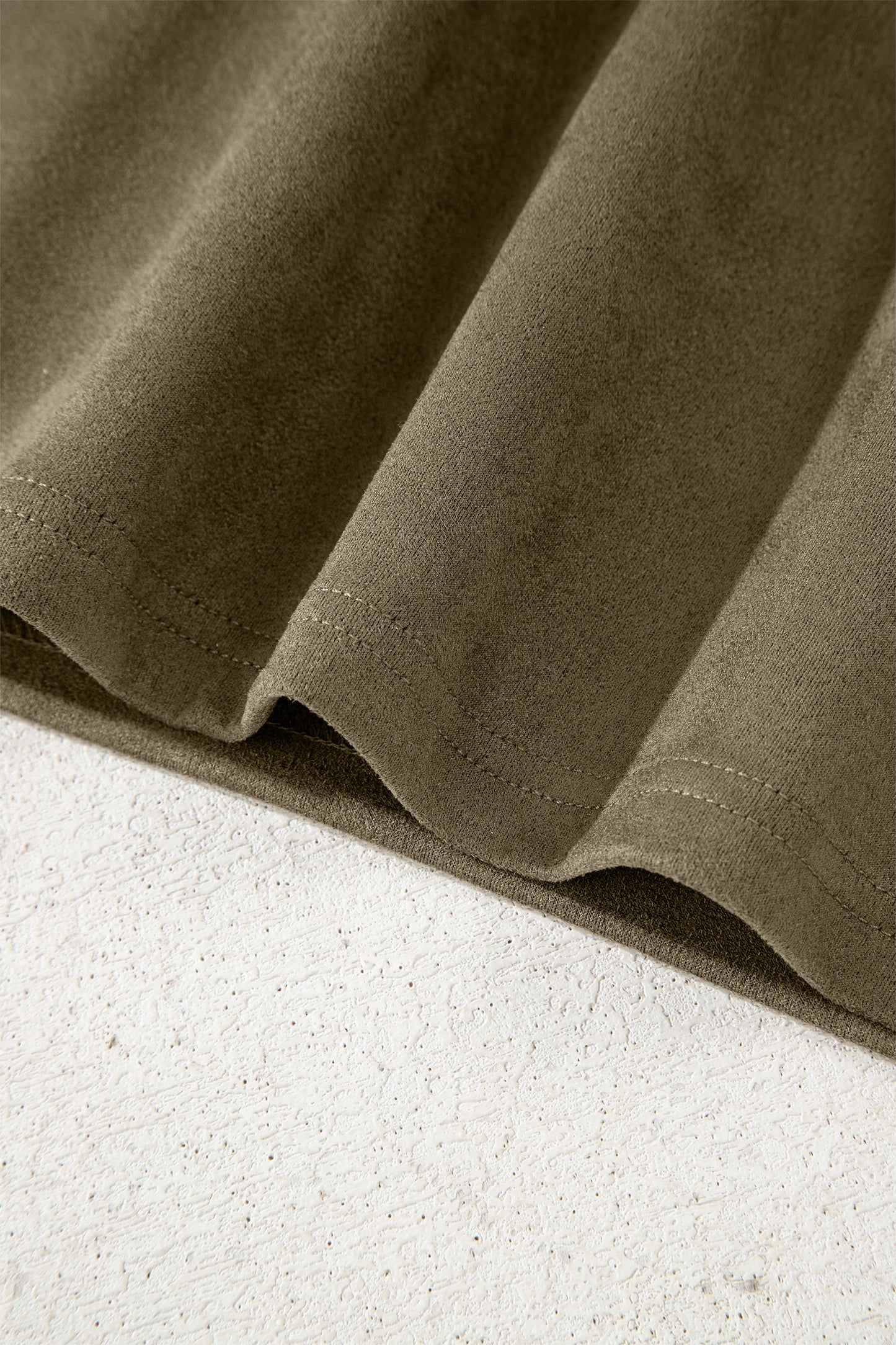 Moss Green Frilled Round Neck Short Puff Sleeve Shift Mini Dress