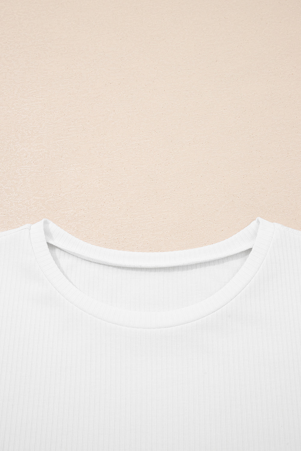 Jungle Green Solid Color Ribbed Ruffled Short Sleeve T Shirt