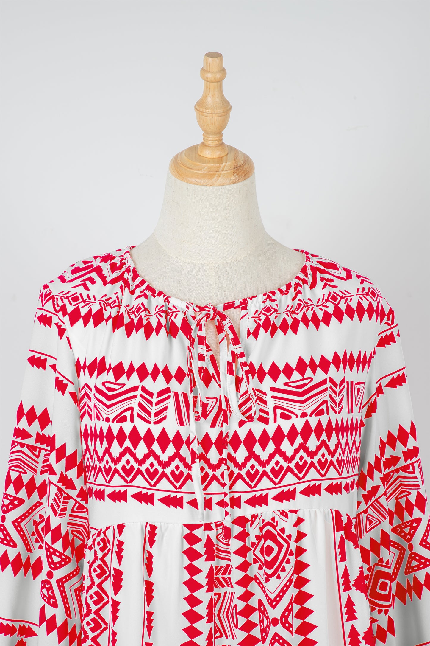 Red Boho Printed Half Sleeve Maxi Dress