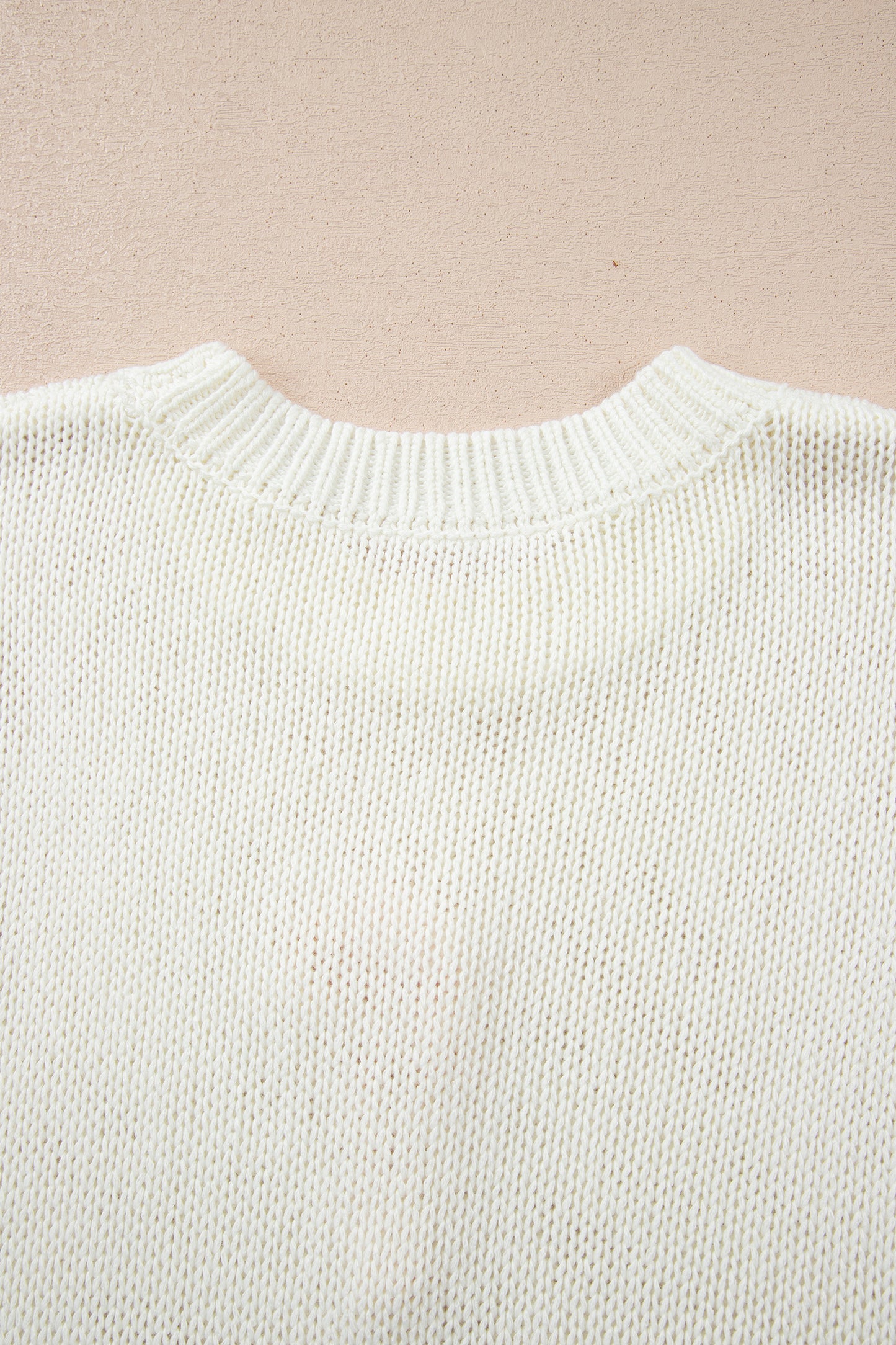 White Short Sleeve Knit Contrast Bow Knot Loose Sweater