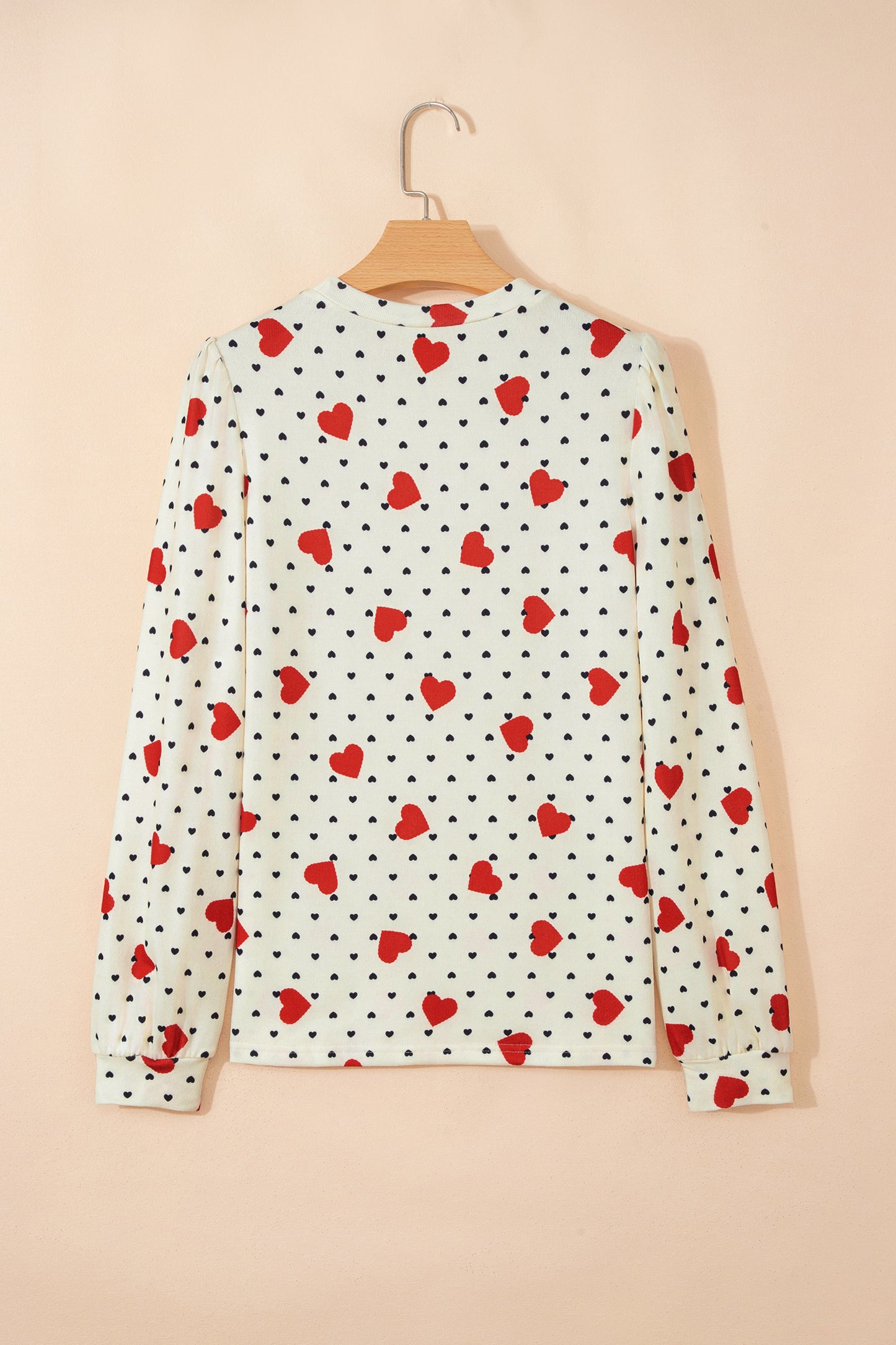 Beige Flower Heart Festive Valentine Blouse